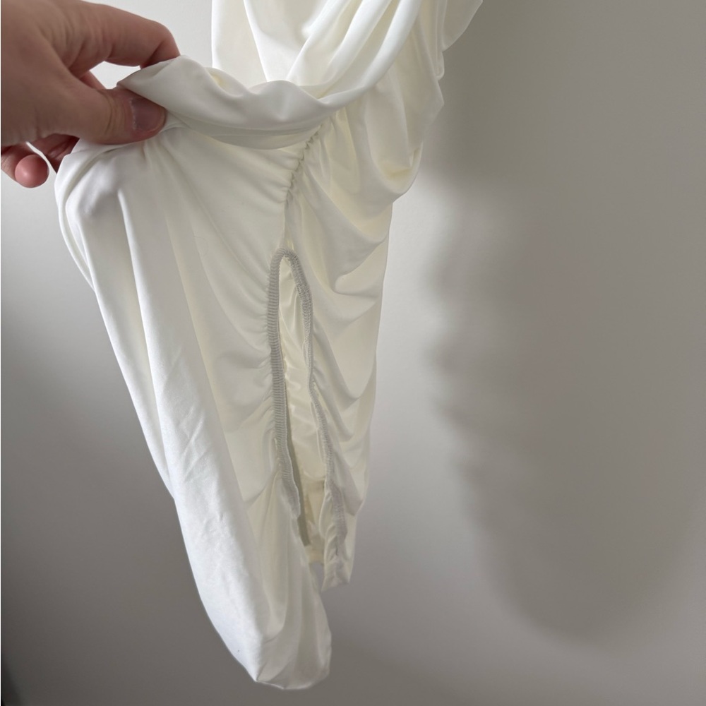 White Ruched Slip Dress (size medium) - Picture 4 of 4